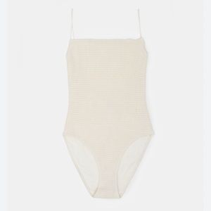 NWT Toteme Ecru Smocked One-Piece Swimsuit size XS